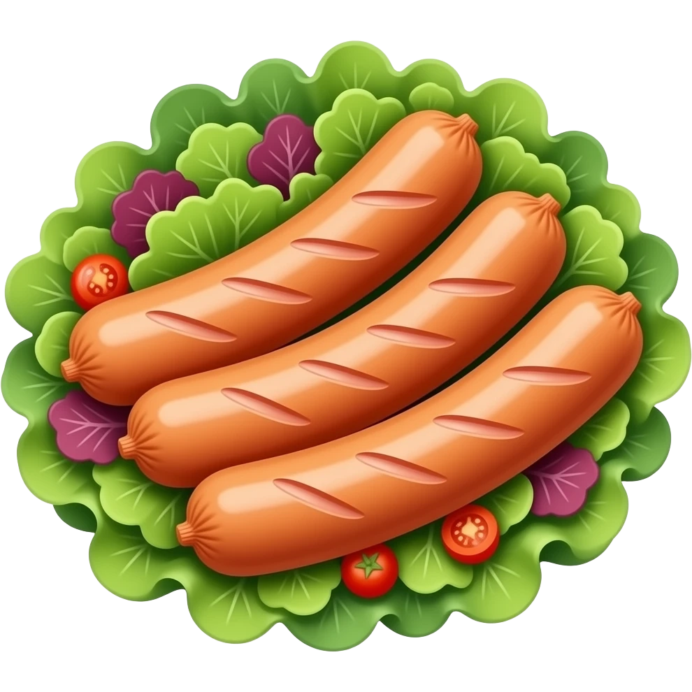 4 salchichas largas y finas normales, con ensalada emoji