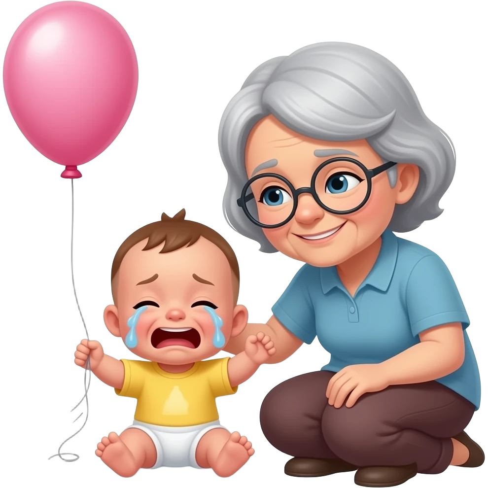 Малыш счастлив радуется шарик лопнул плачет бабушка успокаивает emoji
