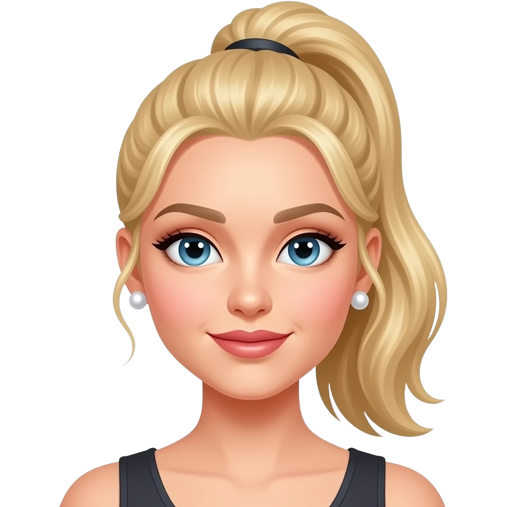 fancy blonde girl with ponytail portrait front with earings emoji