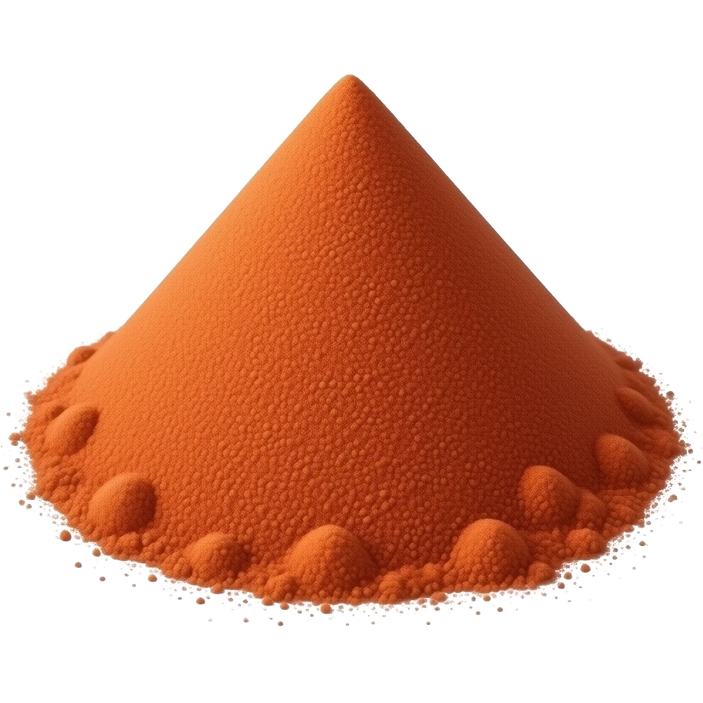 reddish-orange mineral powder with a dry, matte appearance and highly ...