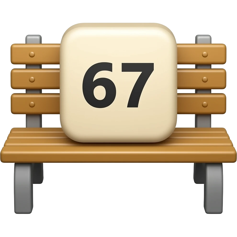 2048 tile with 67 sitting on a bench emoji