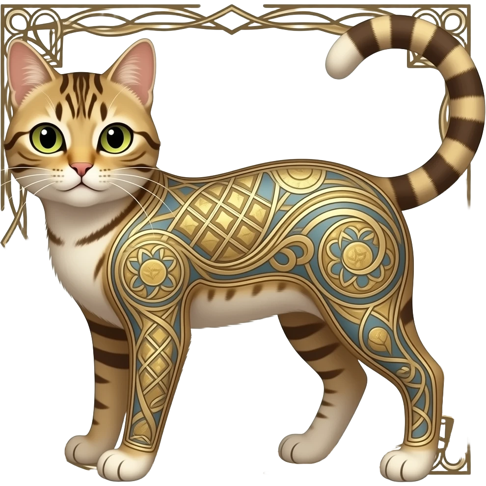 Cat art nouveau aesthetic emoji