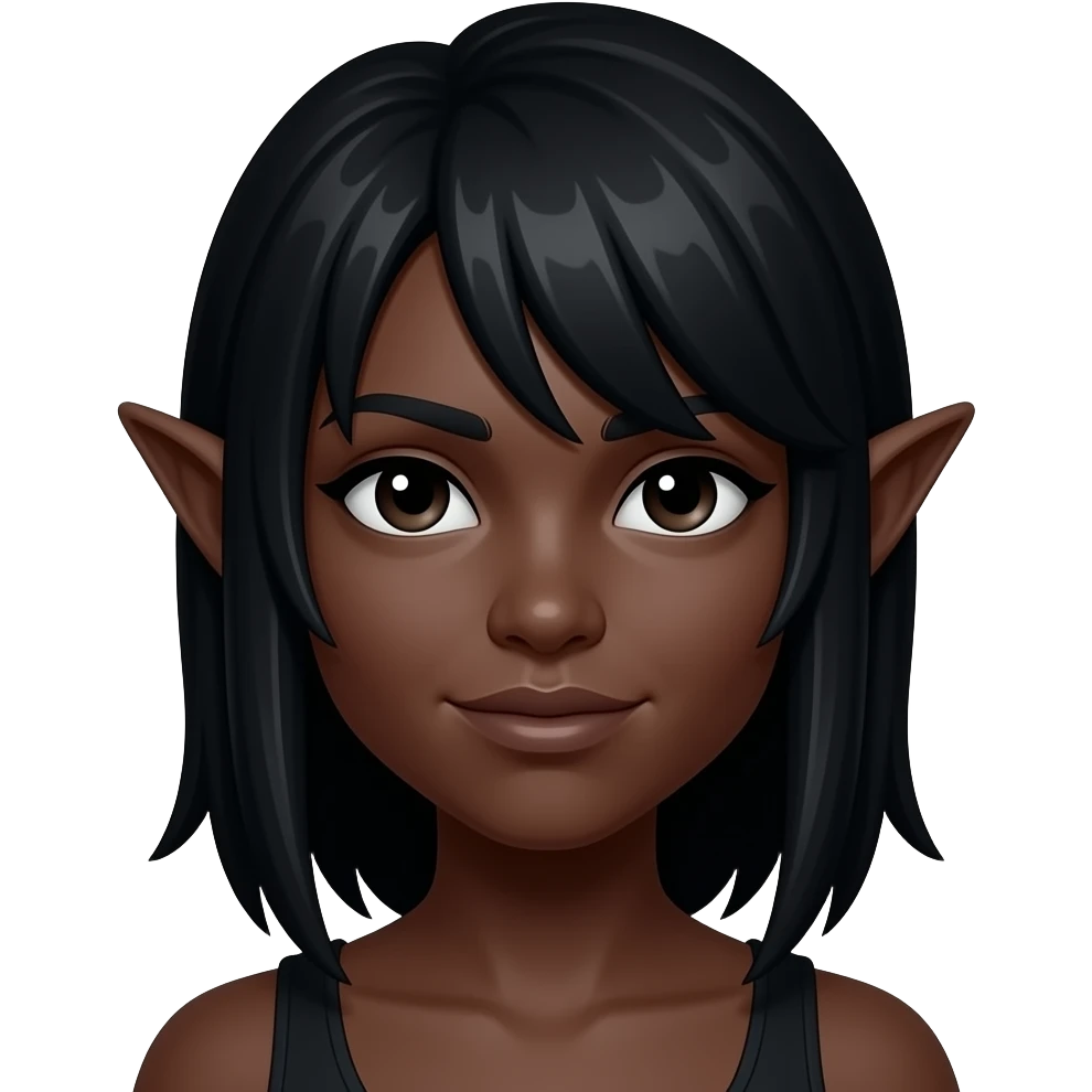 an elf with black hair and dark skin emoji