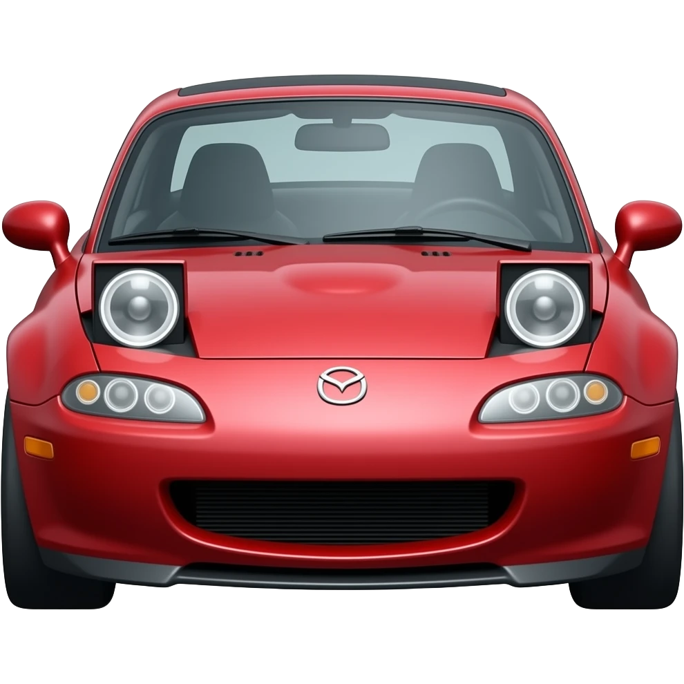 red mazda miata 1 popup headlights, highly detailed hyper realistic emoji