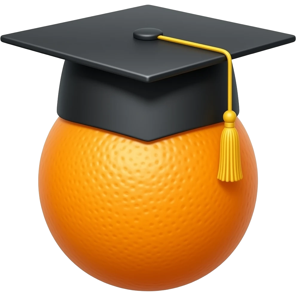orange fruit using a graduation cap emoji