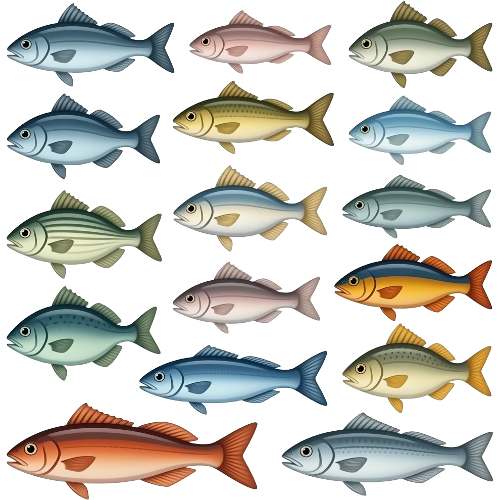 many type fish emoji
