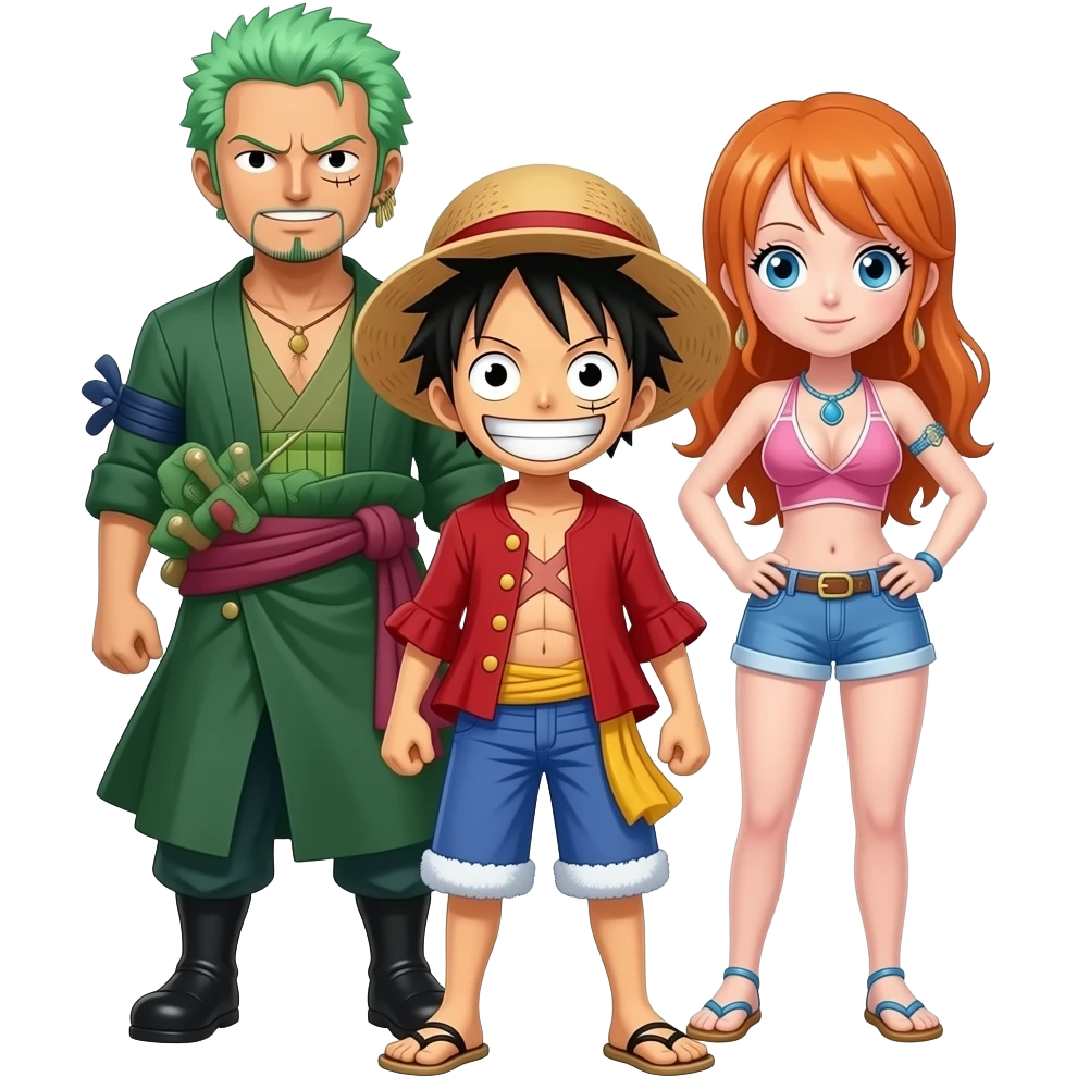 Luffy With zoro in the back only 1 zoro please and nami in the back too emoji