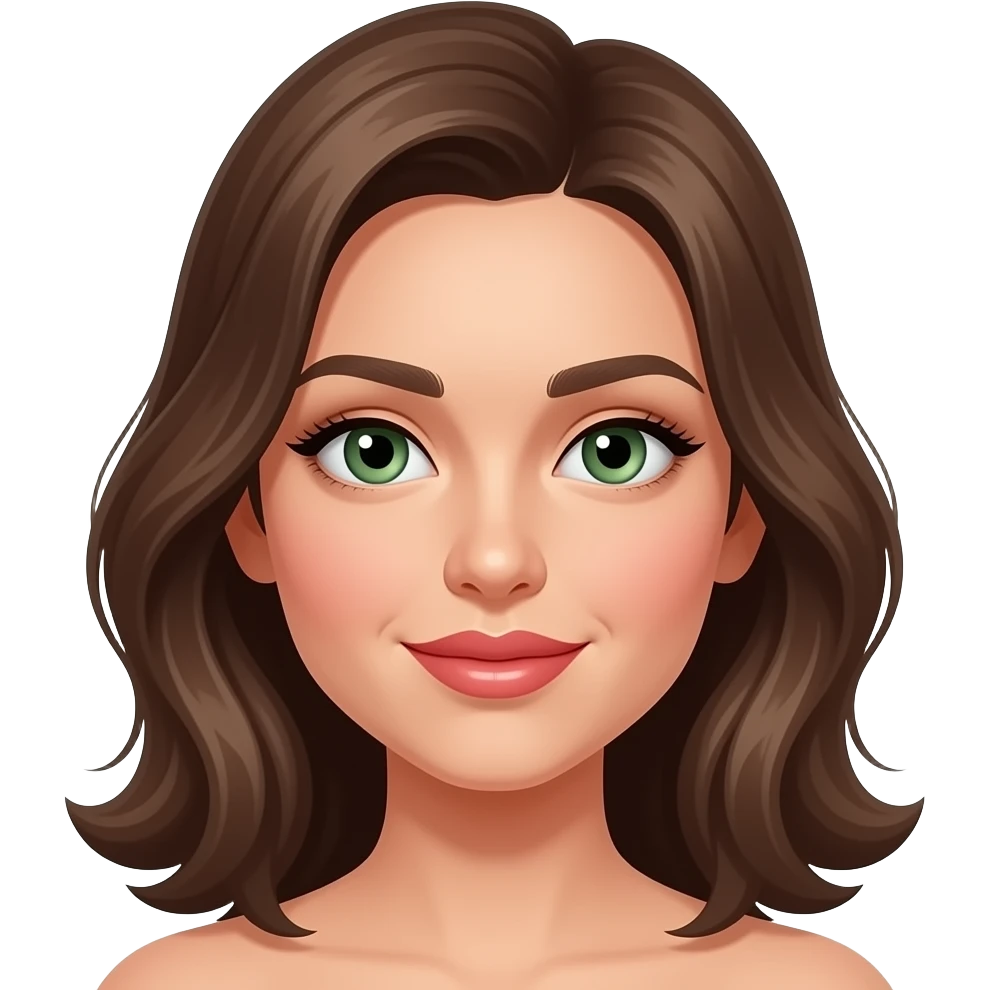 Italian girl with brown medium hair no curls green eyes and big lips with gloss emoji