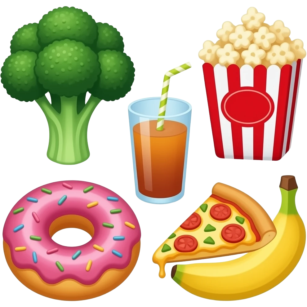 🥦🍦 🍩🧃 🍿🍕 🍌🥘 emoji