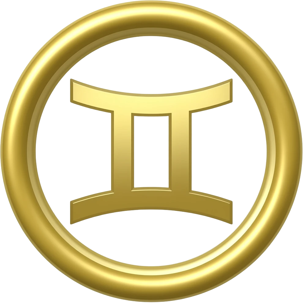 gemini symbol in gold circle emoji