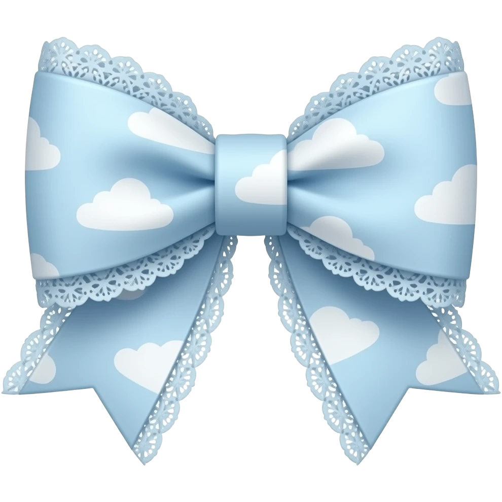 Cute cloudy light blue bow lace coquette bow emoji