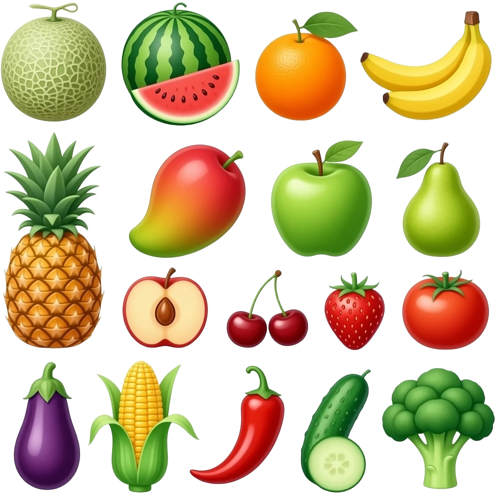 🍈🍉🍊🍋🍌🍍🥭🍎🍏🍐🍑🍒🍓🍅🍆🌽🌶🥒🥦 emoji