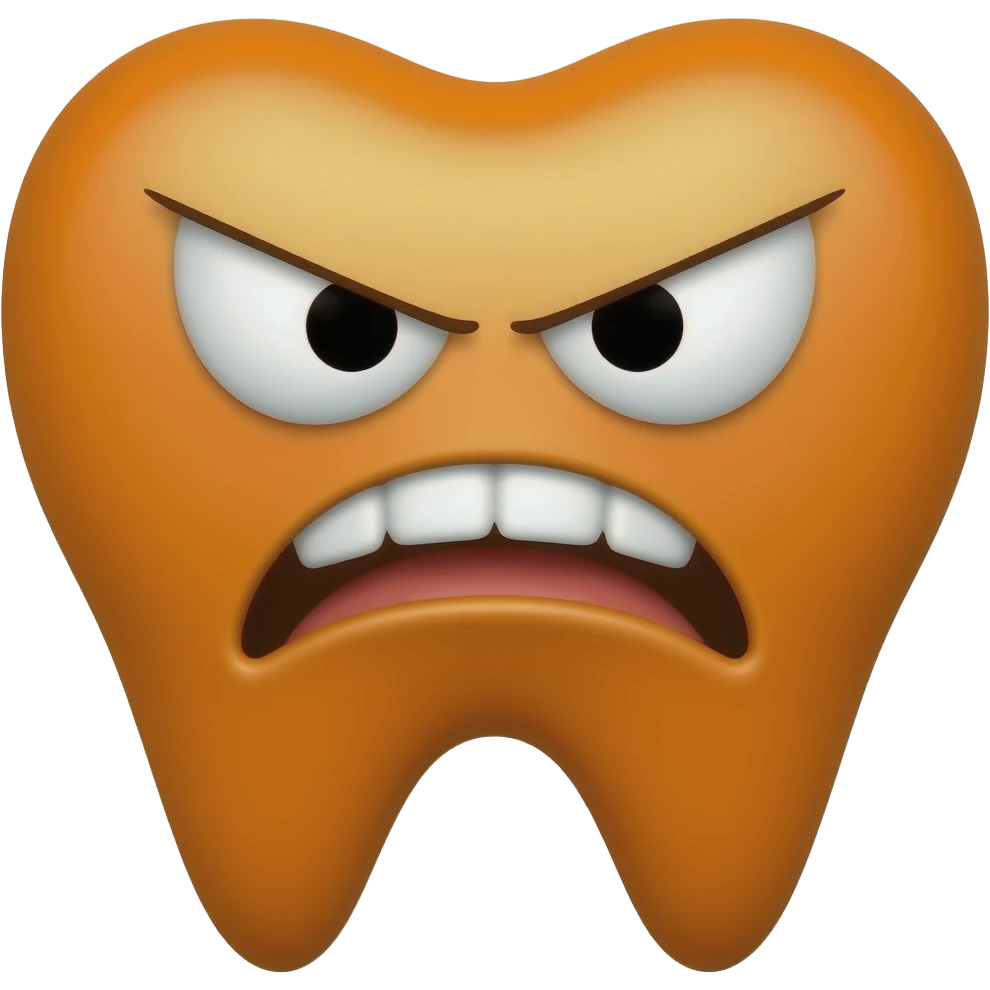 Angry orange tooth emoji