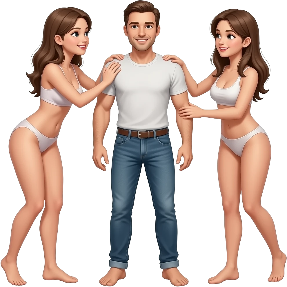 Naked girls having sex with a man emoji