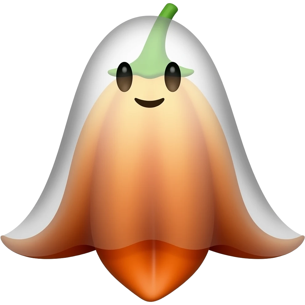 Ghost Pepper (Species of chilli) (Bhut Jolokia) (No ghost) (Fat at the top, skinny at bottom) (Triangle like shape) emoji