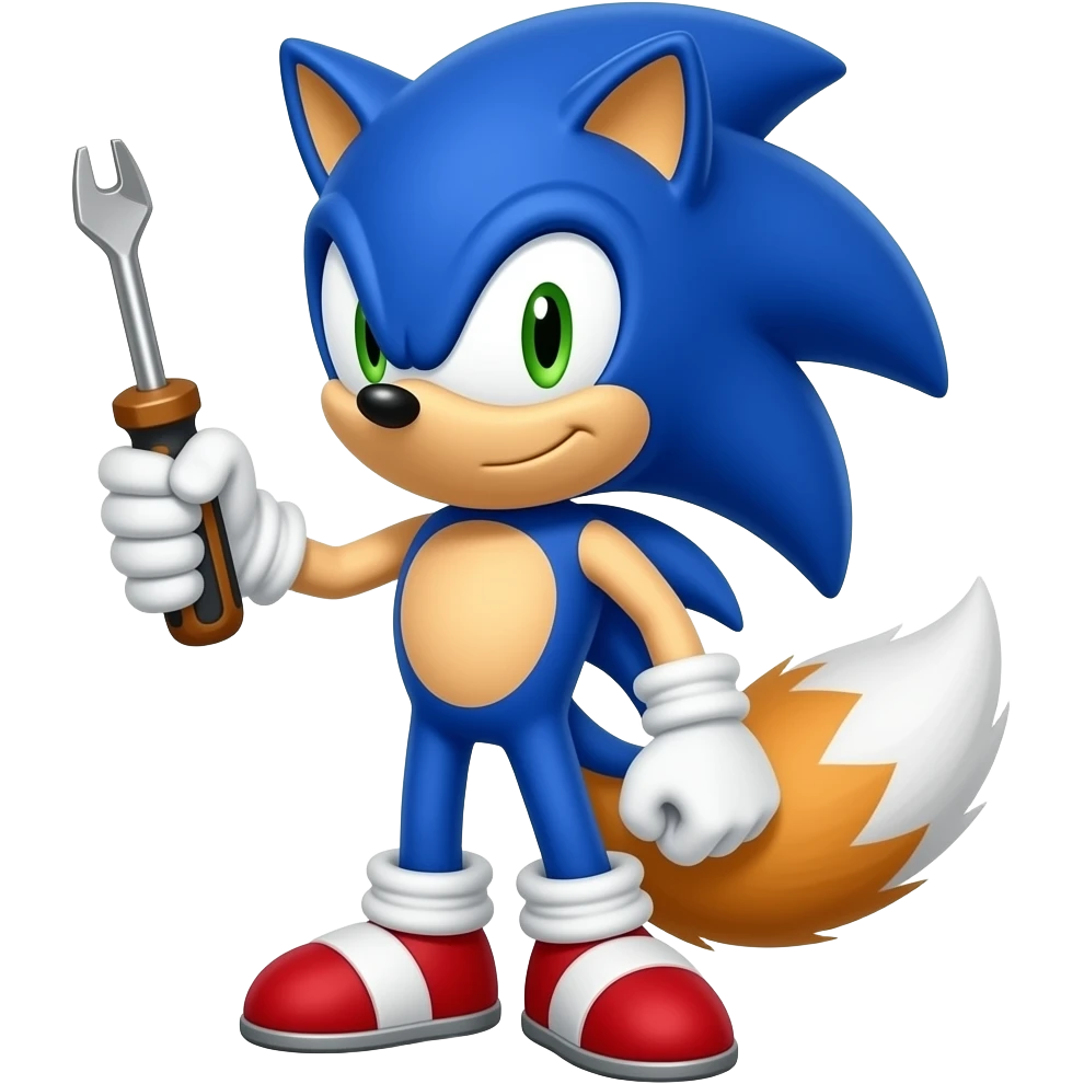 Make tails the fox from sonic holding a screwdriver emoji