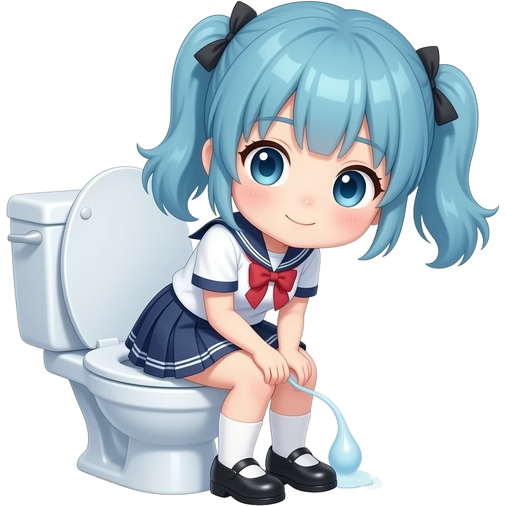Cute anime girl peeing in toilet emoji | AI Emoji Generator
