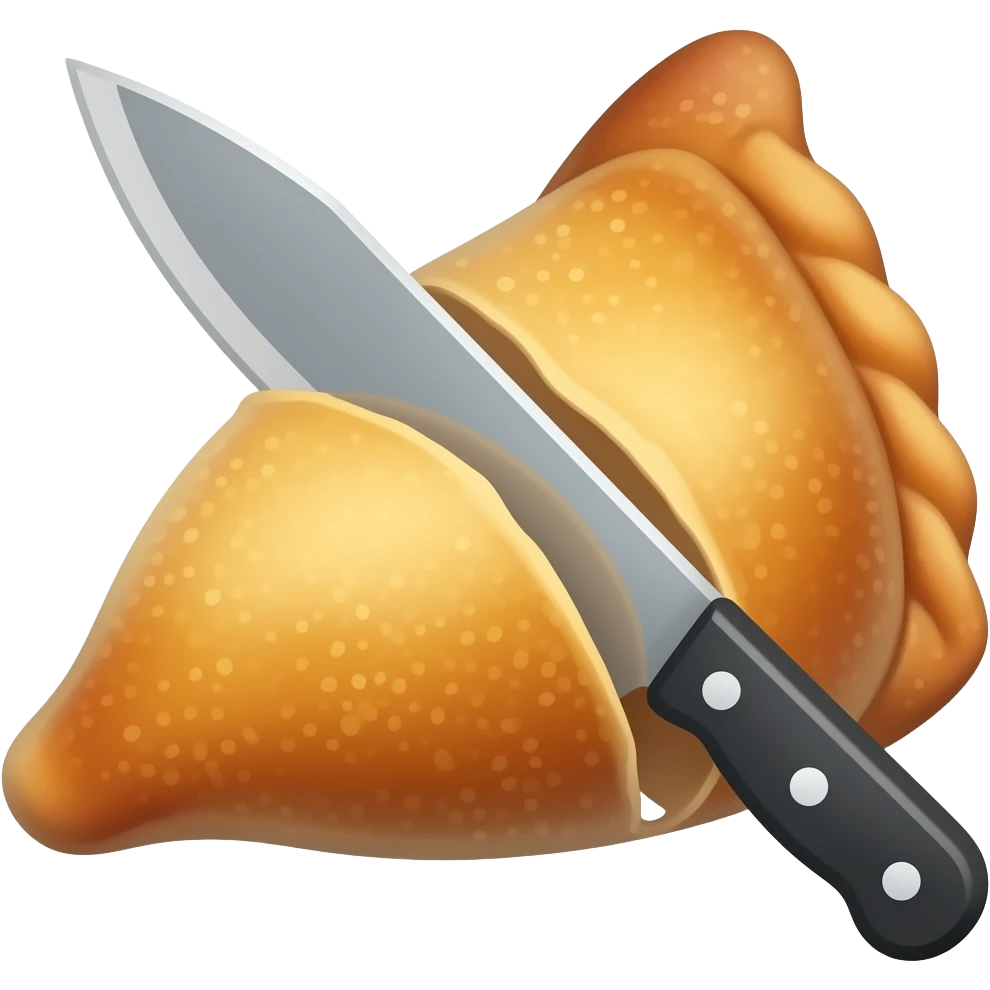 kill this samosa with a knife don't change the triangle shape emoji