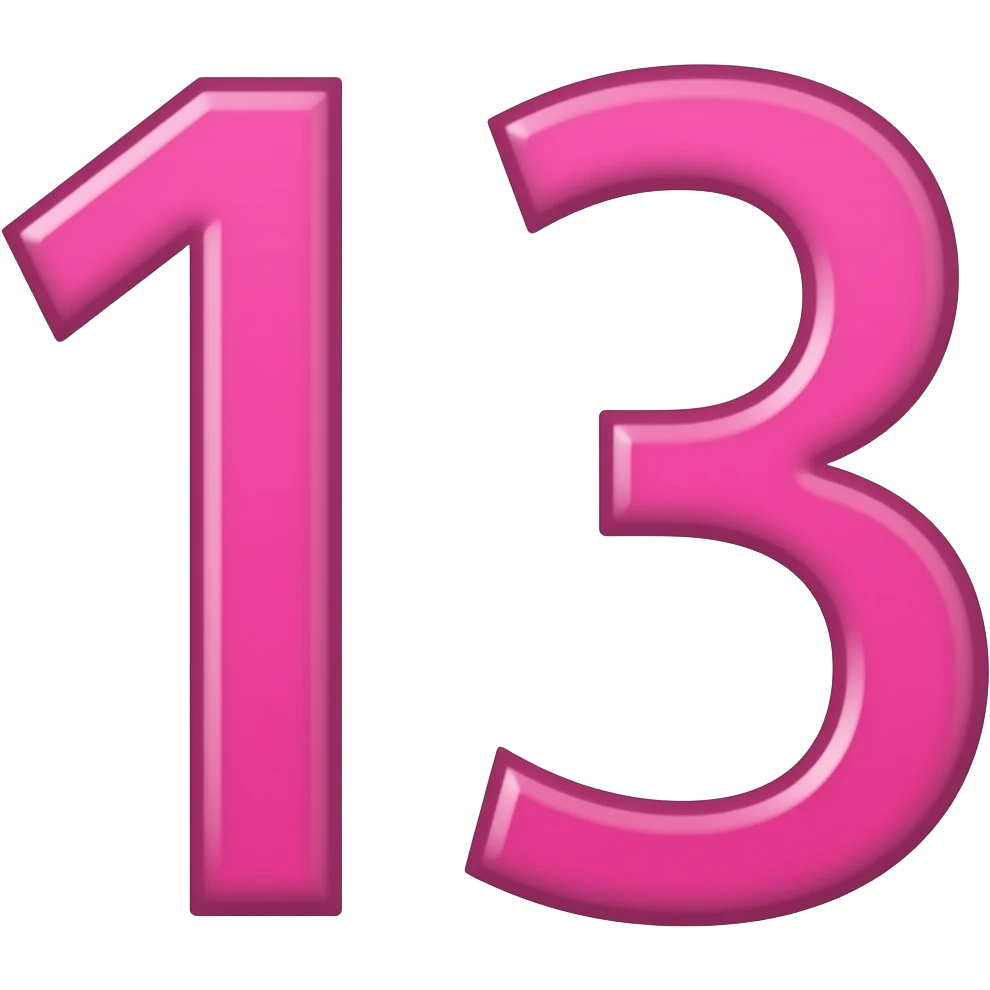Цифра 13 с розовом шрифтом emoji