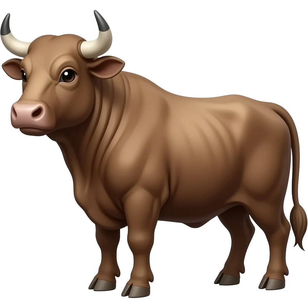 Create high-quality glossy emojis with a vibrant modern style.Make the emojis look premium, shiny, and eye-catching with bright highlights, smooth gradients, soft reflections, and glowing details. bull  emoji emoji