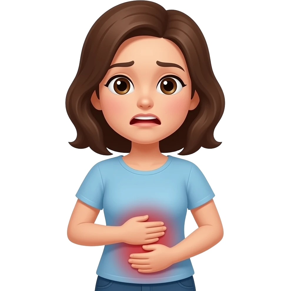 у женщины болит живот emoji