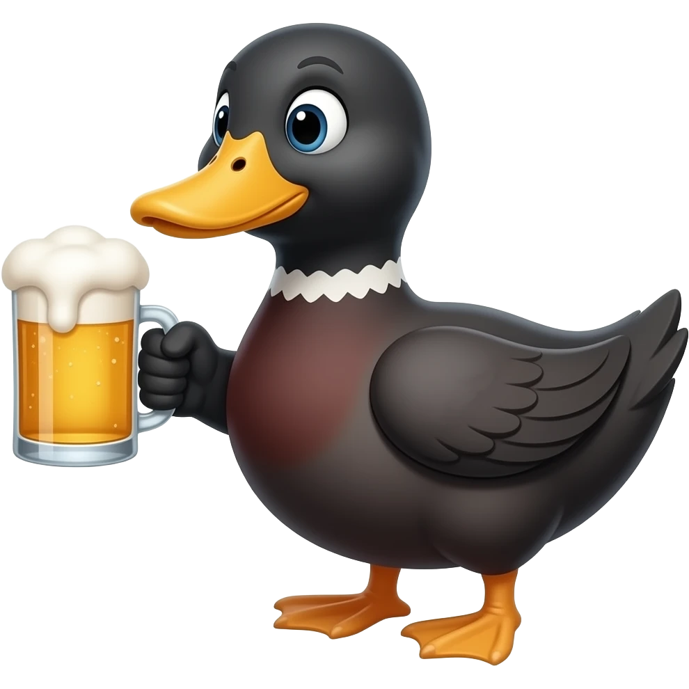 Black duck with a beer emoji