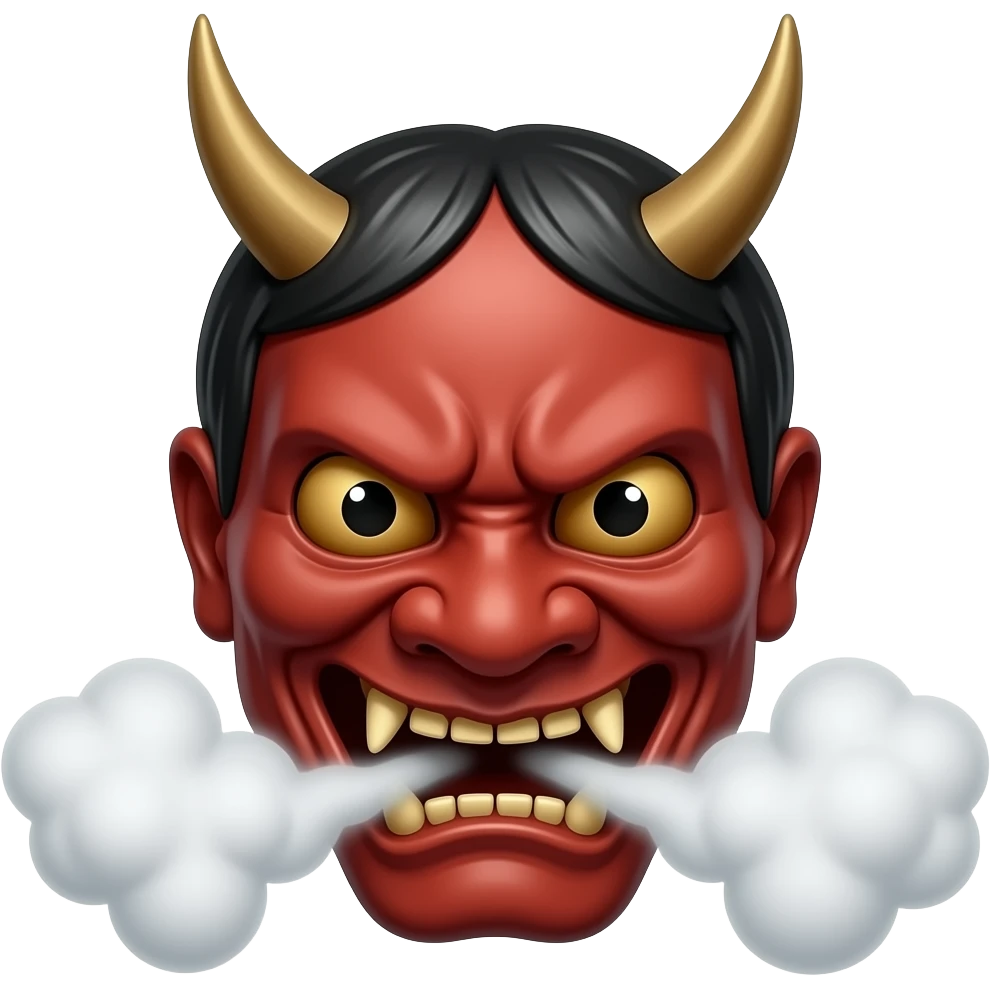 Demonio oni con humo saliendo de la boca emoji