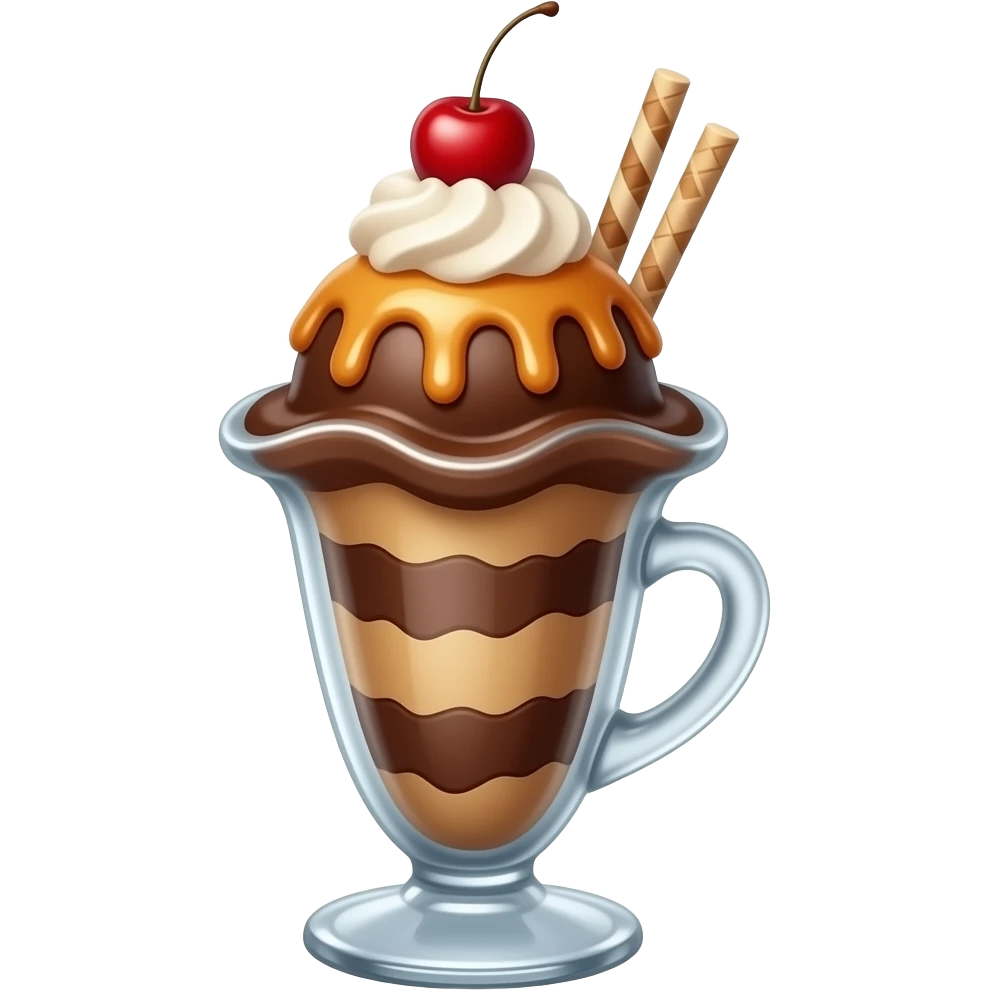 realistic, highly detailed, Chocolate Caramel sundae emoji
