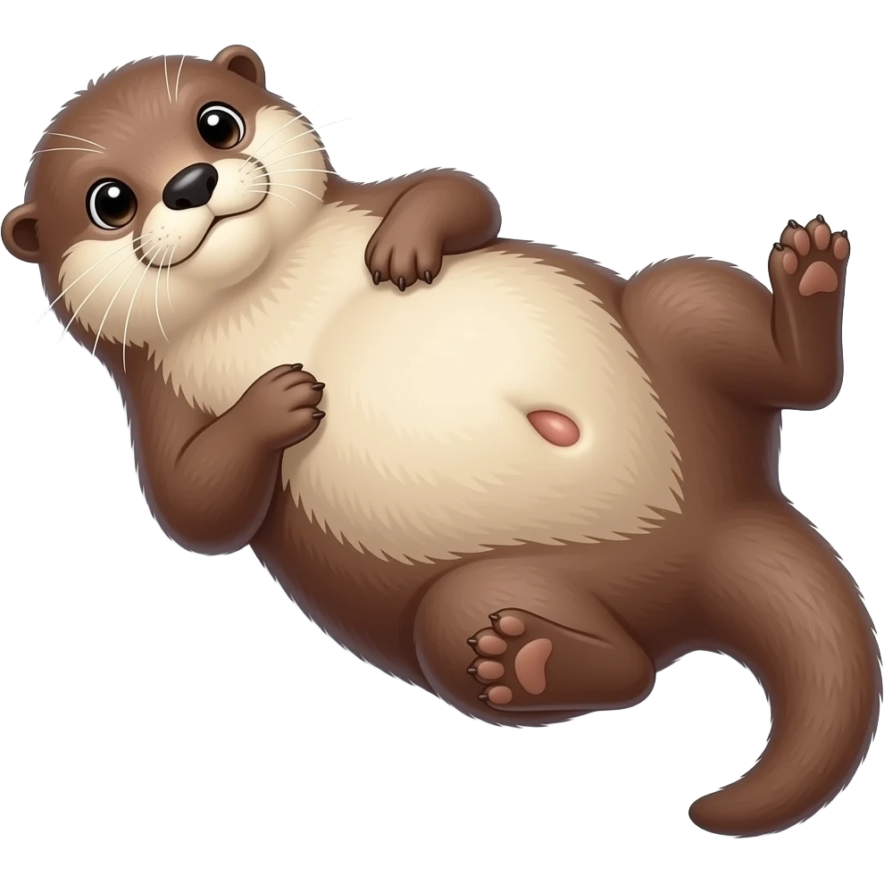 A female Otter is laying sprawled on her back,her Bellybutton booping on a satisfied gut from a hefty meal,Noticing her humongous overfed stomach,she is so stuffed with a heavy food baby,she can not move because her big full Tummy made her too fat. emoji