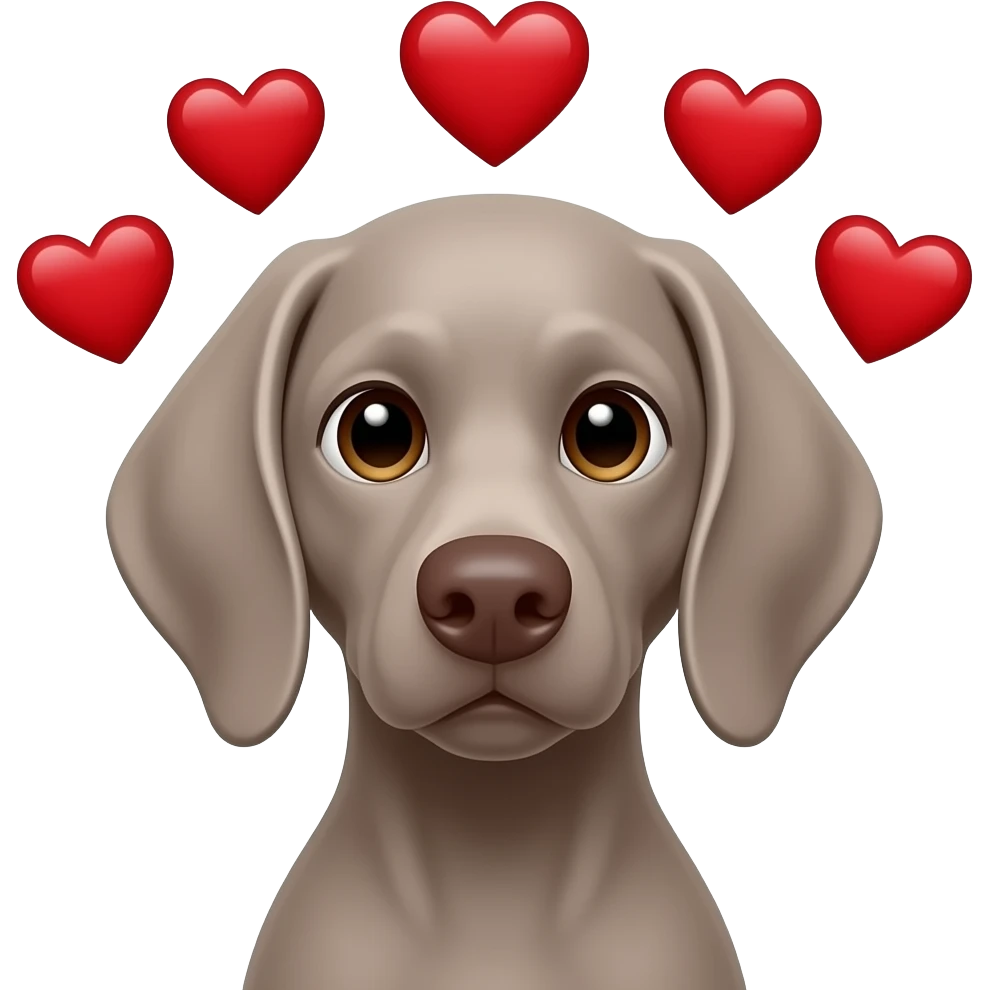 wiemaraner head love with red hearts emoji