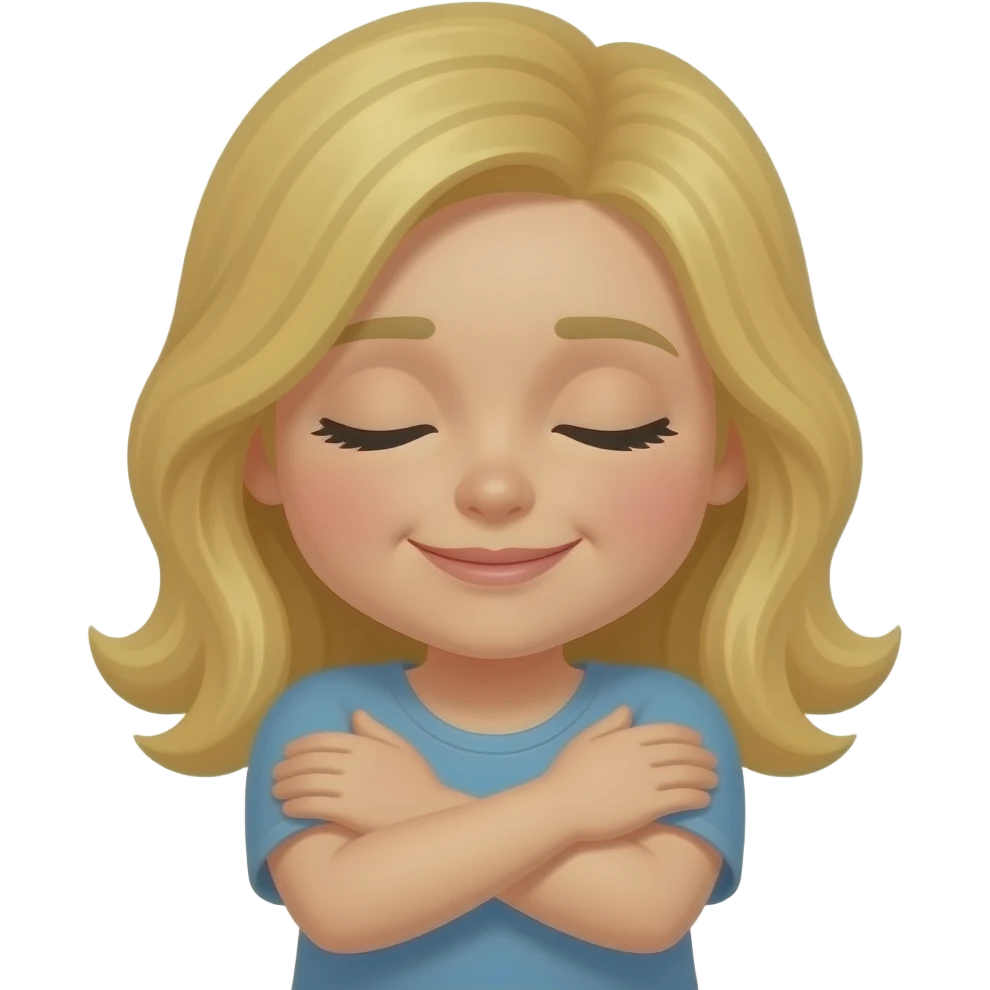 I miss you lady blonde hair, empathetic hug emoji