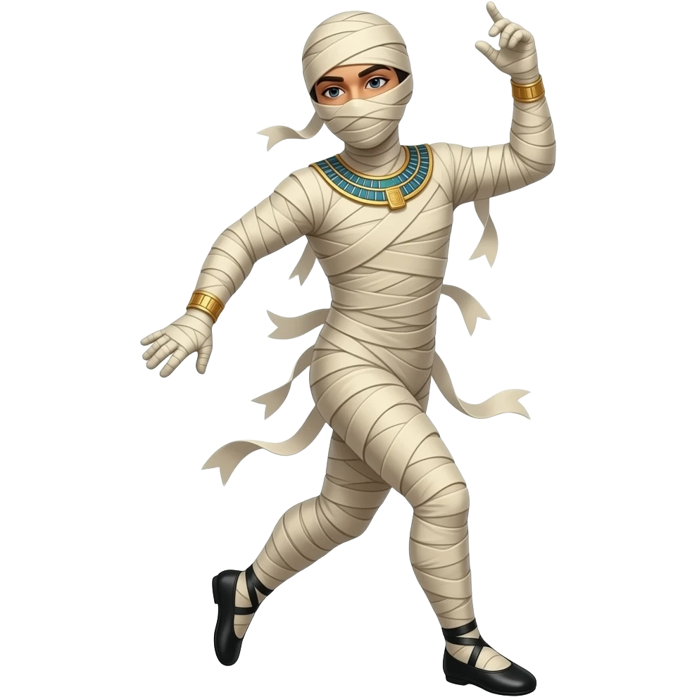 a fully body mummy dancing wearing ballet shoes emoji