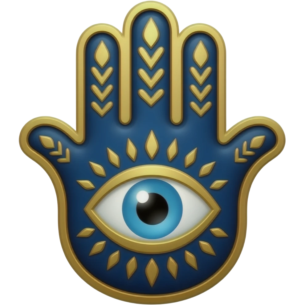 The evil eye hamsa dark blue gold patterns and edging detailed emoji