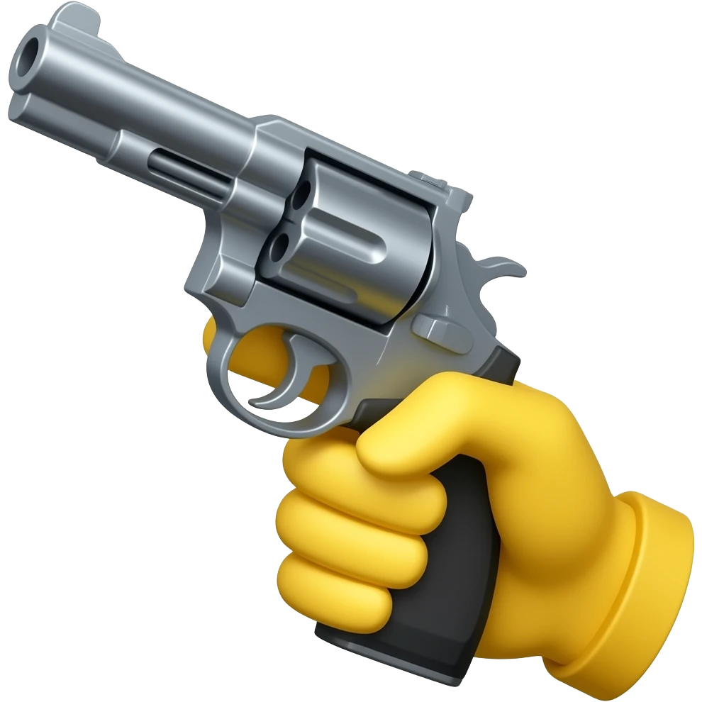 Side view of Yellow Hand holding pistol emoji