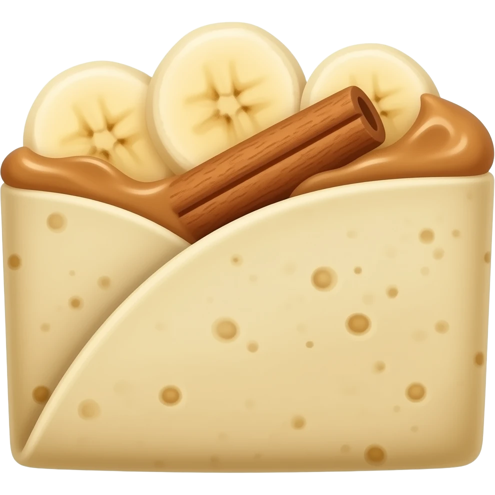 Folded Tortilla with Peanut Butter, Banana, and Cinnamon emoji