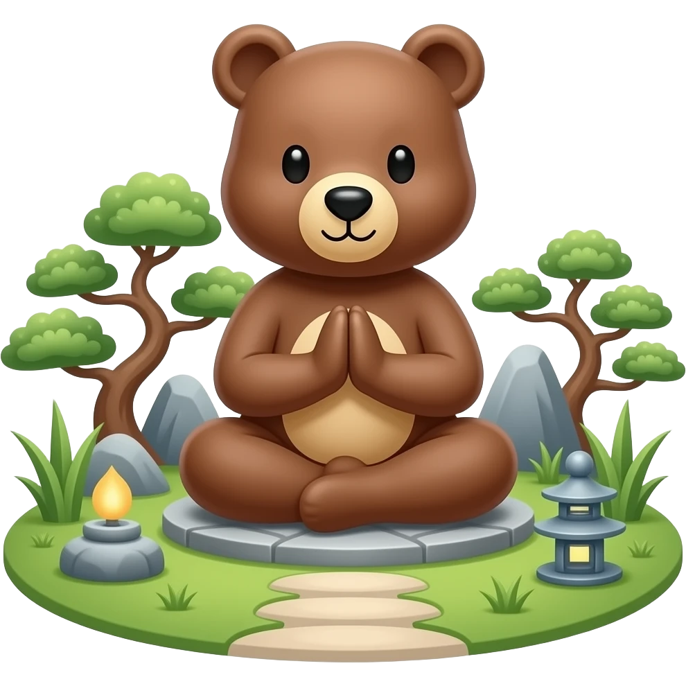 Meditating Bear in Zen Garden emoji