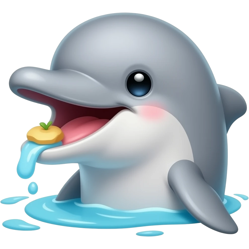 A happy face eating a dolphin emoji