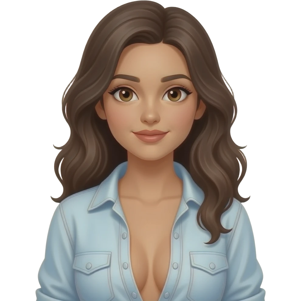 girl in open blouse and showing her boobs and yelora emoji