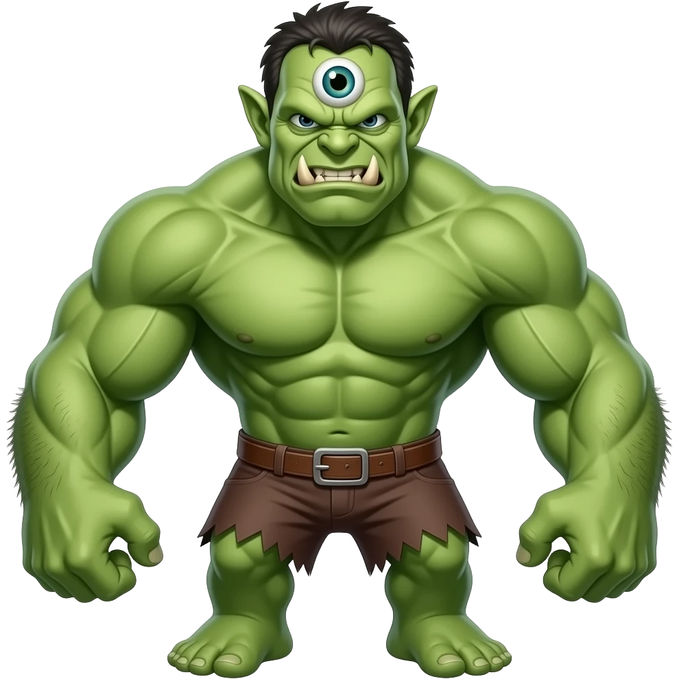 One eyed troll cyclop. An eye in the middle of his forehead, scary face emoji