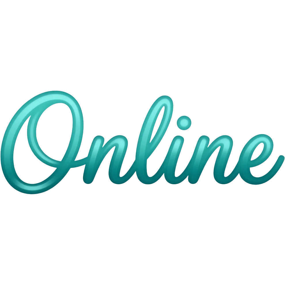 The word 'Online' in cursive fancy writing that's glowing blue green OMBRE with no background emoji
