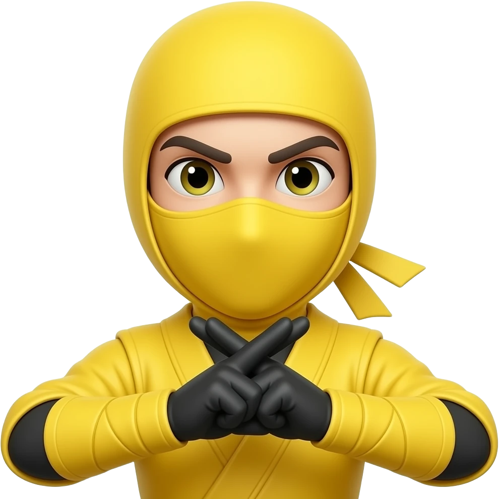 Com essa roupa mais amarela 🥷🏻 fazendo esse sinal com a mão fechada fazendo um x emoji