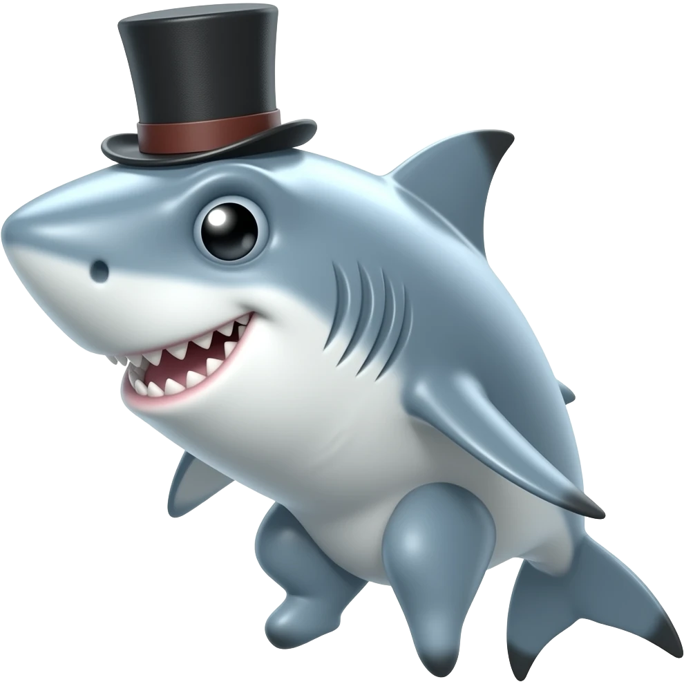 Shark with a top hat emoji
