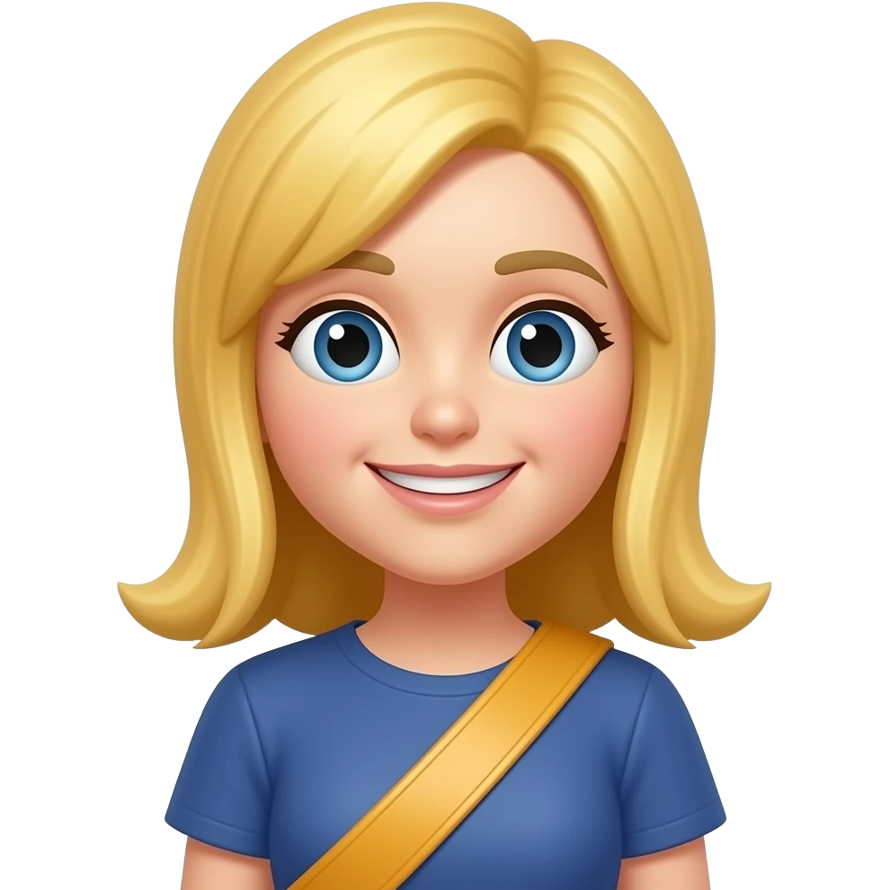 Blonde Emoji girl with large right shoulder sling emoji