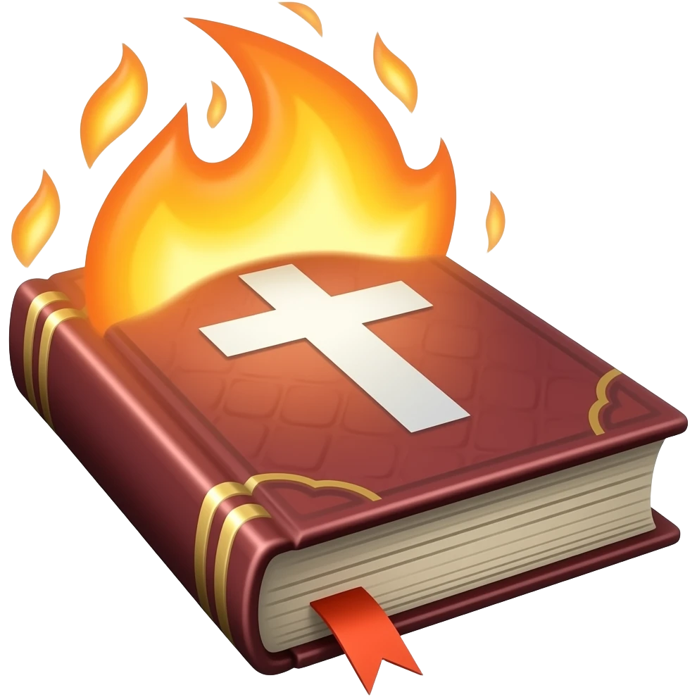 اتیش گرفتنه کتابی که صلیب روشه و درحالاستیکر emoji