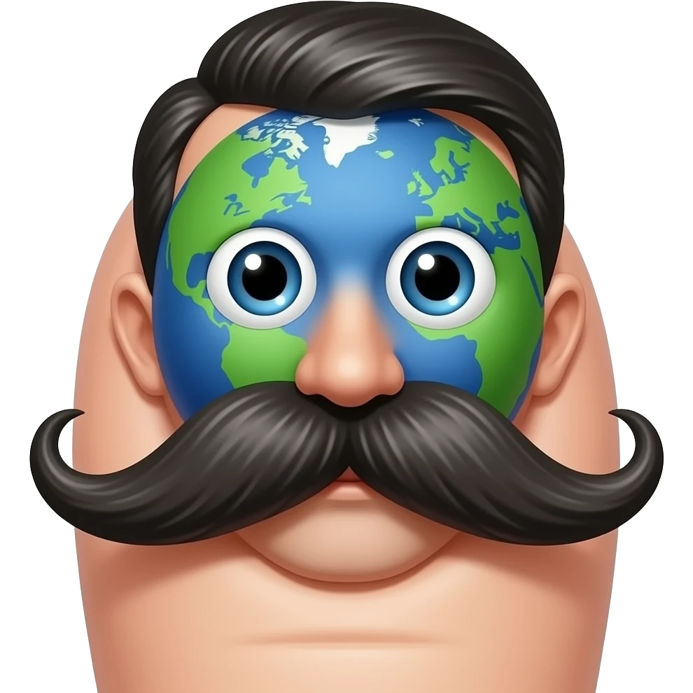 adolf hitler with a humongu mustache bigger than earth and 5 ice is ...