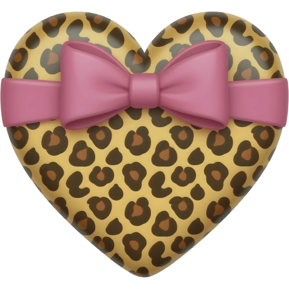 Leopard print heart with pink bow narrow heart emoji | AI Emoji Generator
