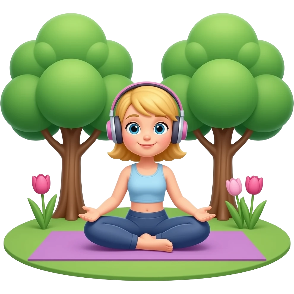 👱🏻‍♀️ 🧘🏼‍♀️🎧🌷🌳 emoji