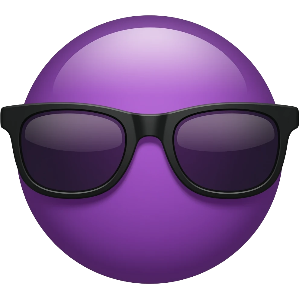 Purple ball head emoji with black 😎 emoji