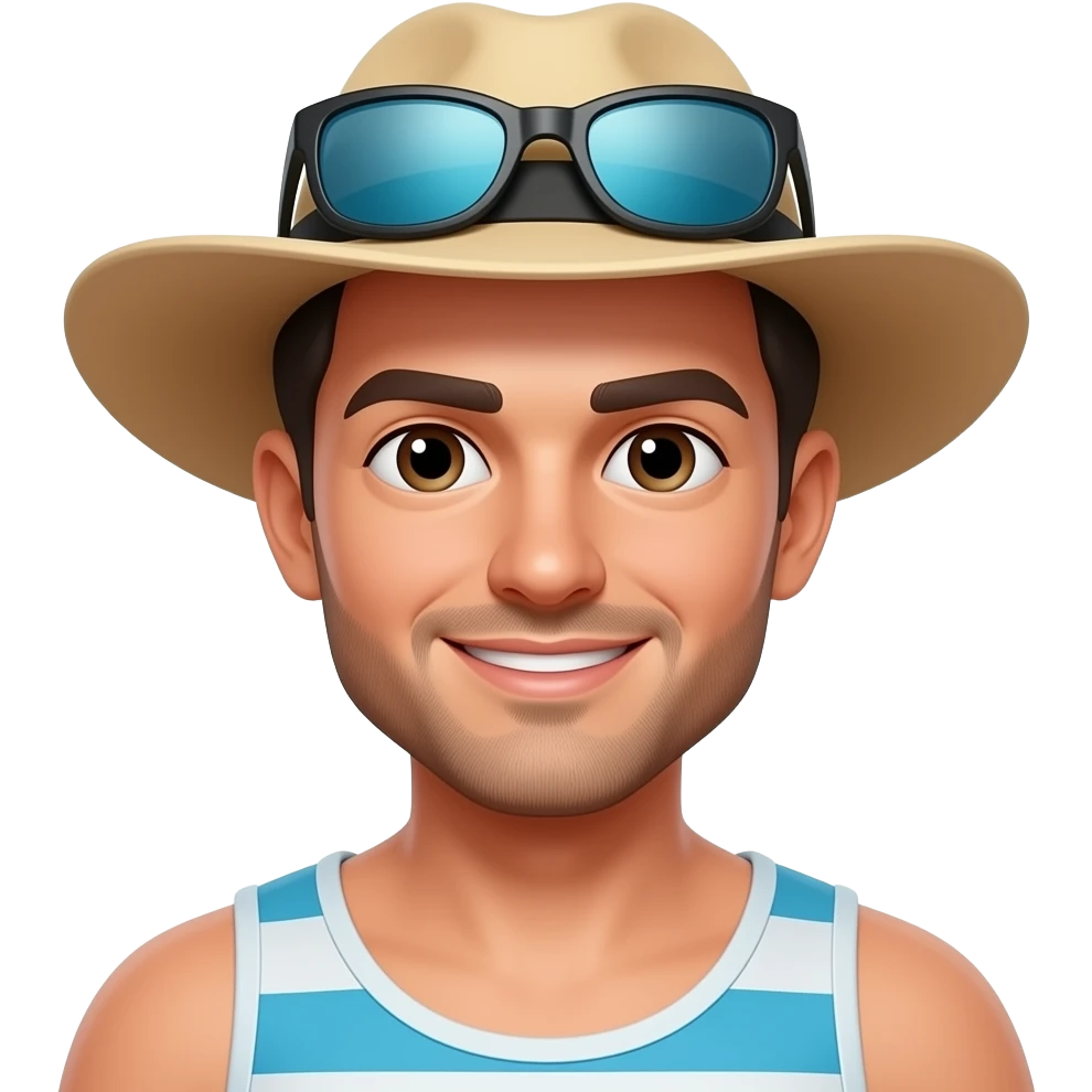 bust shot of a male Beach Tourist emoji
