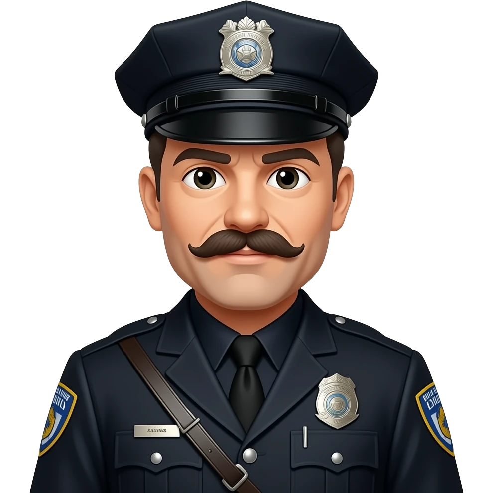 old Police With Mustaches wearing black uniform emoji